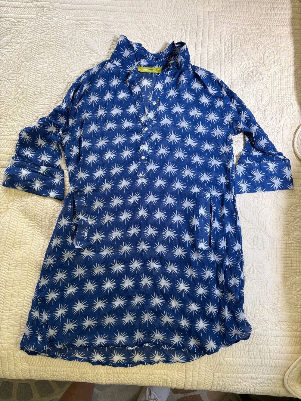 Blue Starburst Print Women's Swim Coverup Tunic